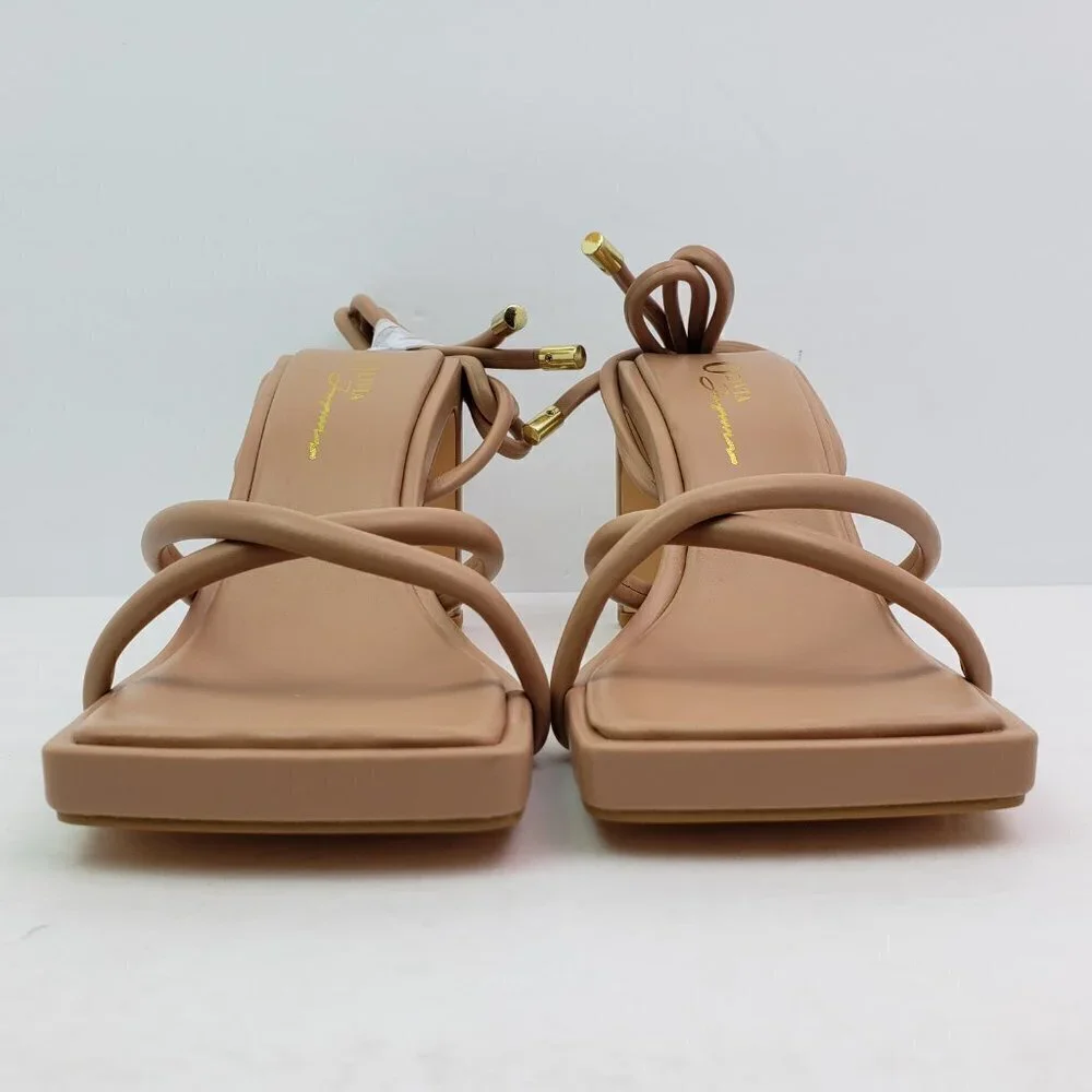 Olivia Ferguson Soleil Womens Sz 7.5 Camel Tan Strappy AnkleTie 3.5